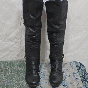 BareTraps Tall Black Faux Fur Lined Wedge Boots